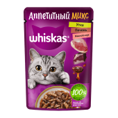 WHISKAS (Вискас) «АППЕТИТНЫЙ МИКС» ДЛЯ КОШЕК, С УТКОЙ И ПЕЧЕНЬЮ В МЯСНОМ СОУСЕ
